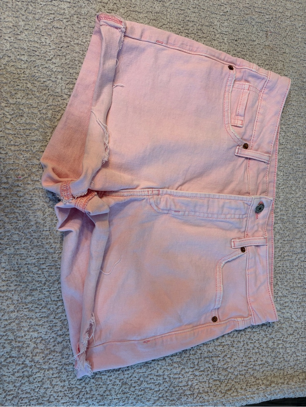 Old Navy Women's High Rise Distressed Raw Hem Pink Jean Shorts Size 8